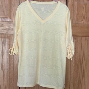 Belle by Kim Gravel Soft Yellow V-Neck Blouse